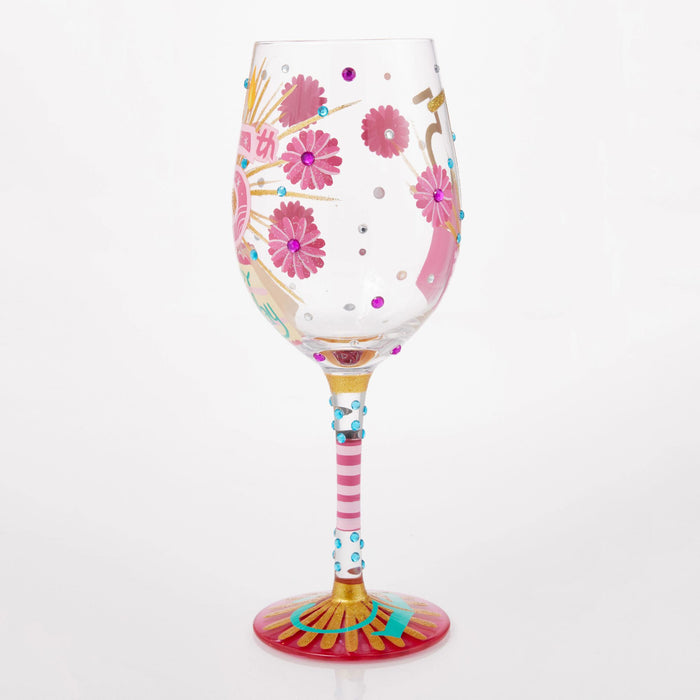 Happy 75th Wine Glass