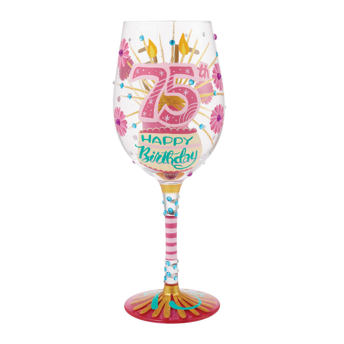 Happy 75th Wine Glass