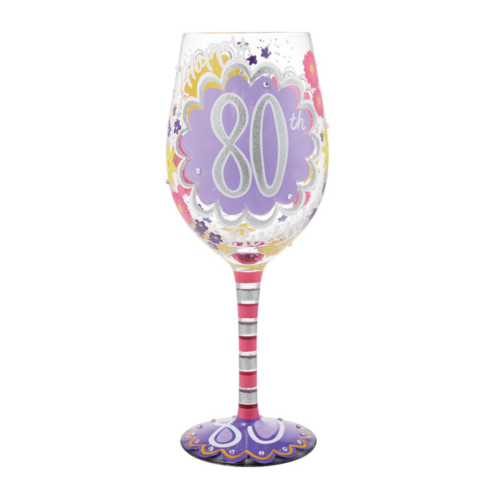 Happy 80th Wine Glass