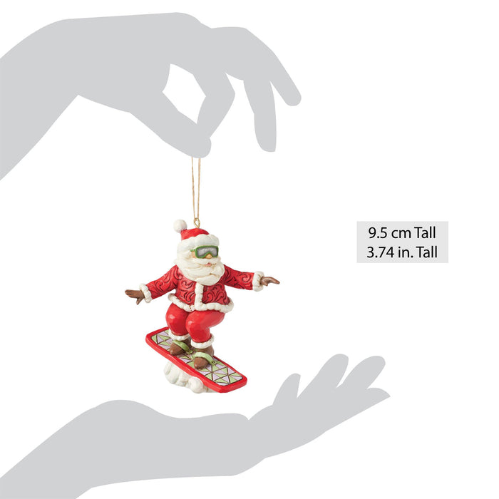 Snowboarding Santa Ornament