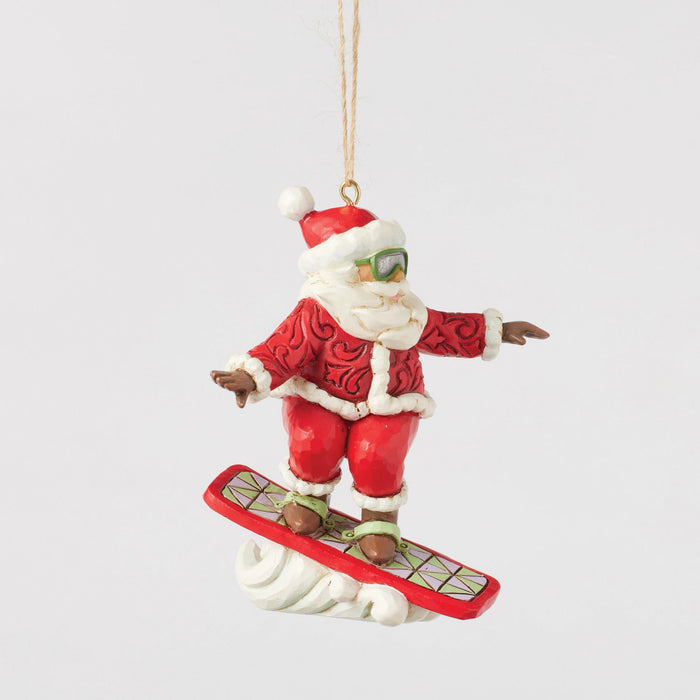 Snowboarding Santa Ornament