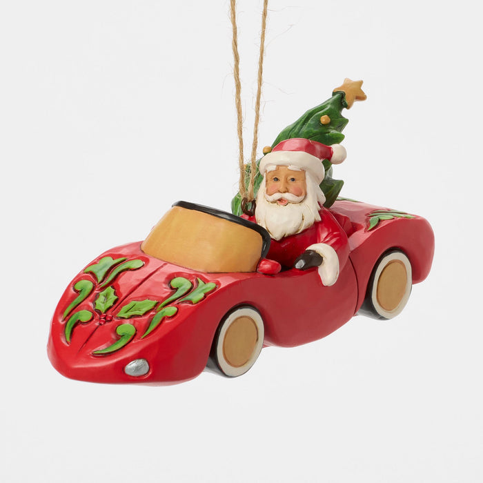 Santa in Sports Car Orn