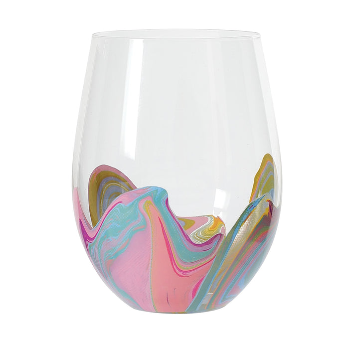 Blue Groove Wine Glass