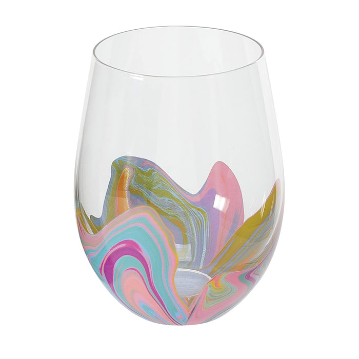 Blue Groove Wine Glass