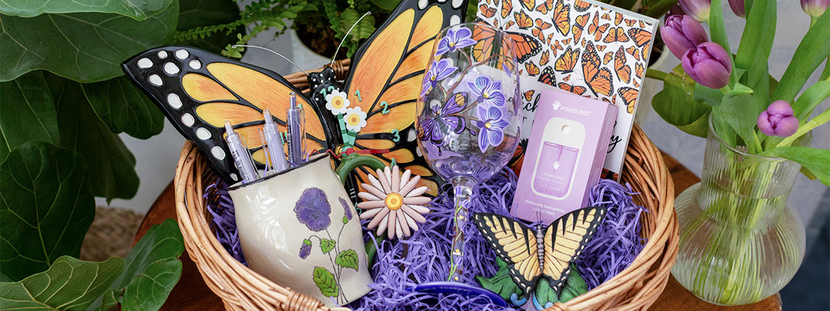Enesco Gift's Butterfly Gift Basket