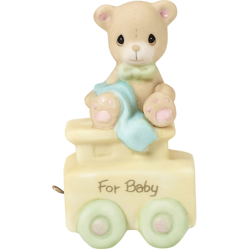 Bday Train Baby Bear Figurine