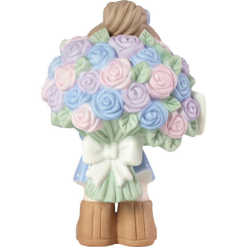 Girl w Large Rose Bouquet Fig
