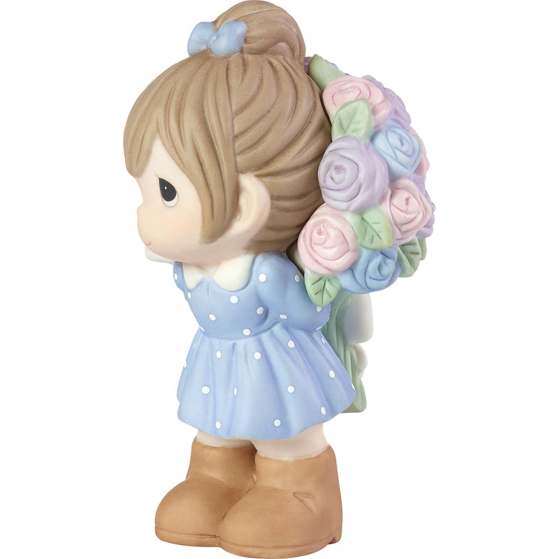Girl w Large Rose Bouquet Fig