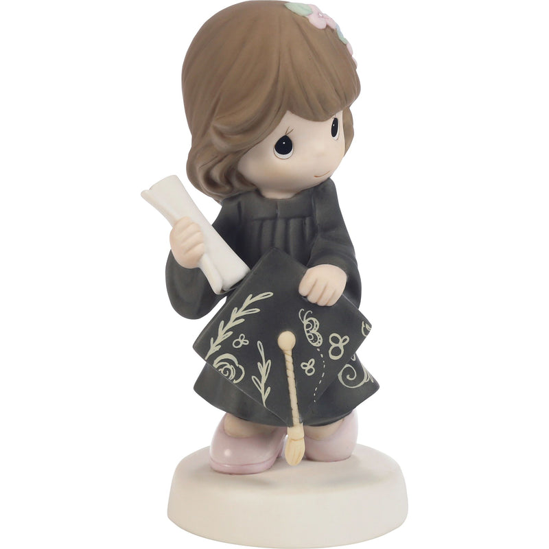 Grad Brun Girl w Blck Gown Fig