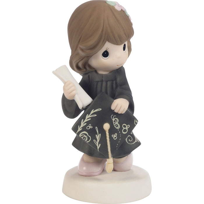 Grad Brun Girl w Blck Gown Fig