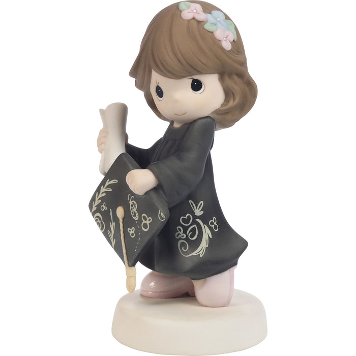 Grad Brun Girl w Blck Gown Fig