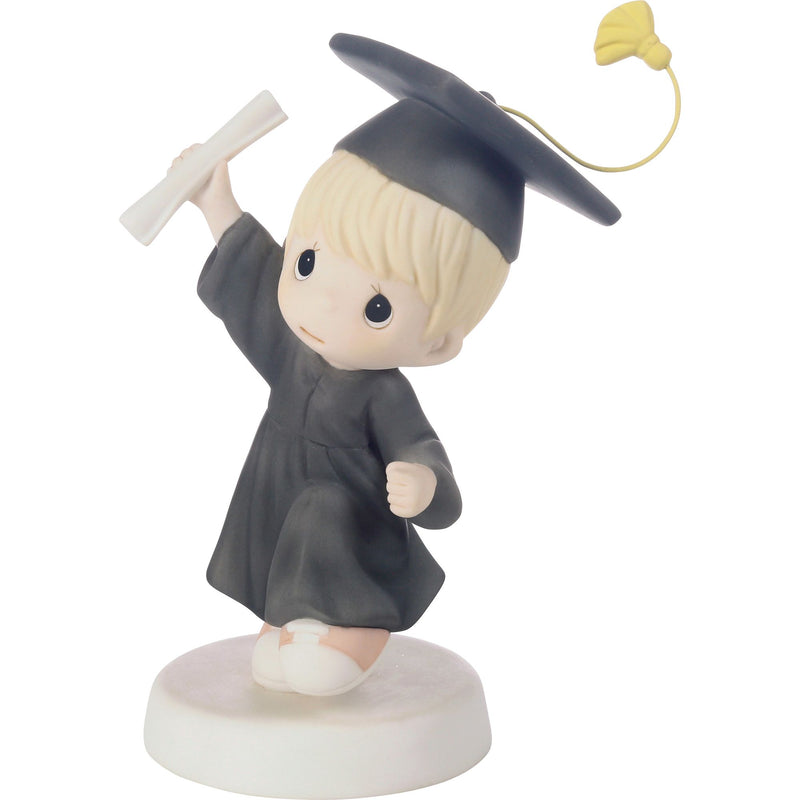 Grad Blond Boy w Blck Gown Fig