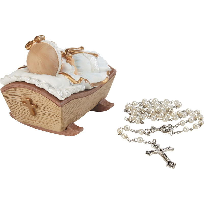 Baby Cradle Baptism Rosary Box