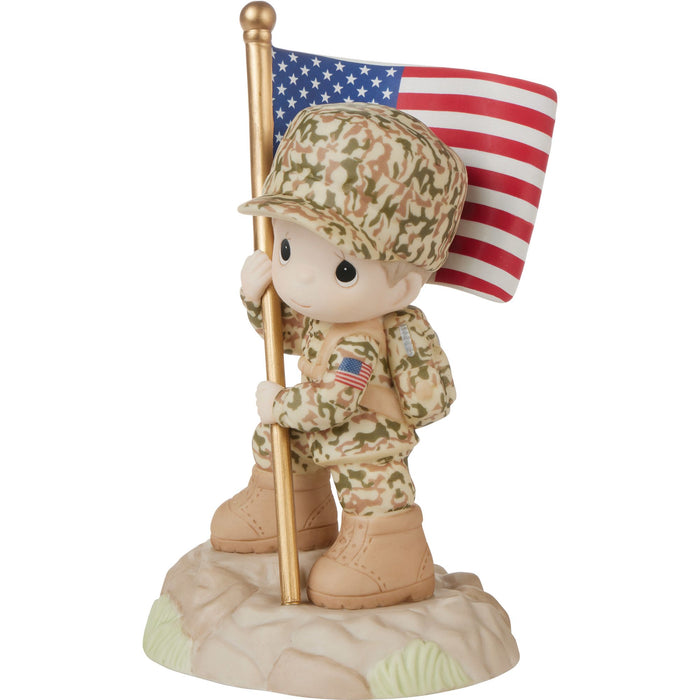 Military Boy Holding Flag Fig