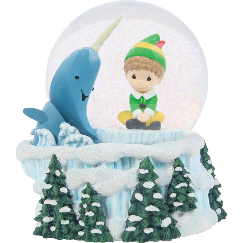 Elf Narwhal Snow Globe