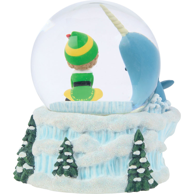 Elf Narwhal Snow Globe