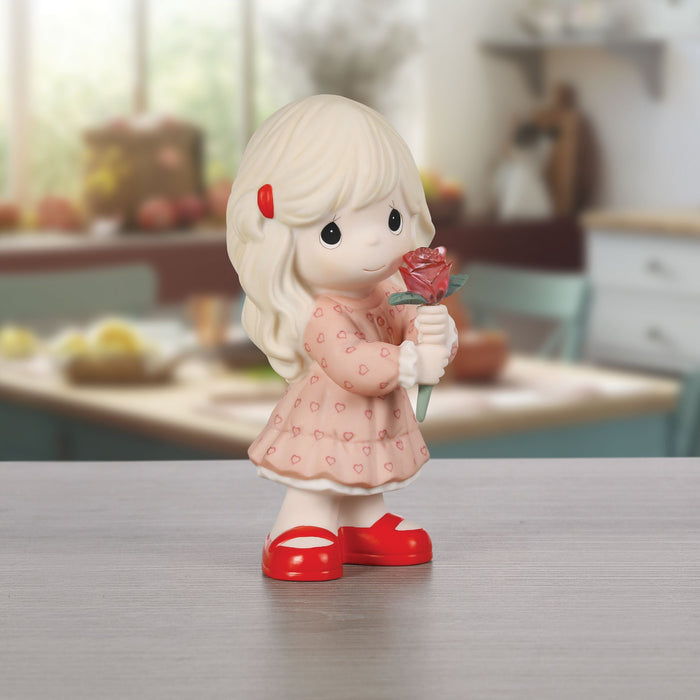 Girl Holding Rose Figurine