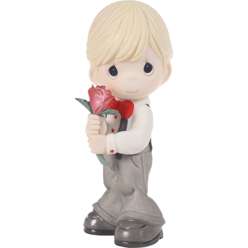 Boy Holding Rose Figurine