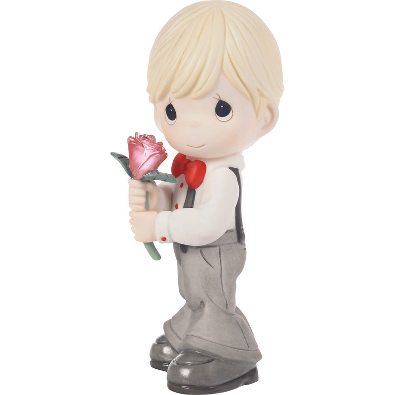 Boy Holding Rose Figurine