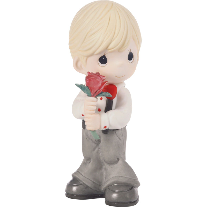 Boy Holding Rose Figurine