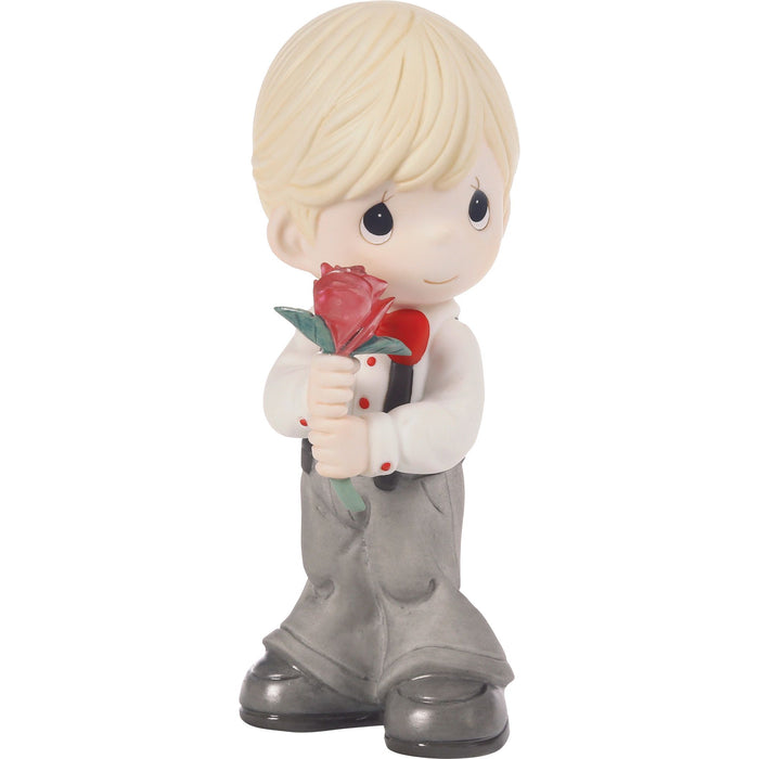 Boy Holding Rose Figurine