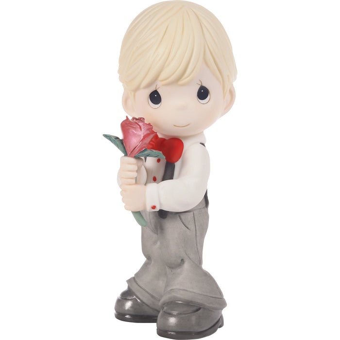 Boy Holding Rose Figurine