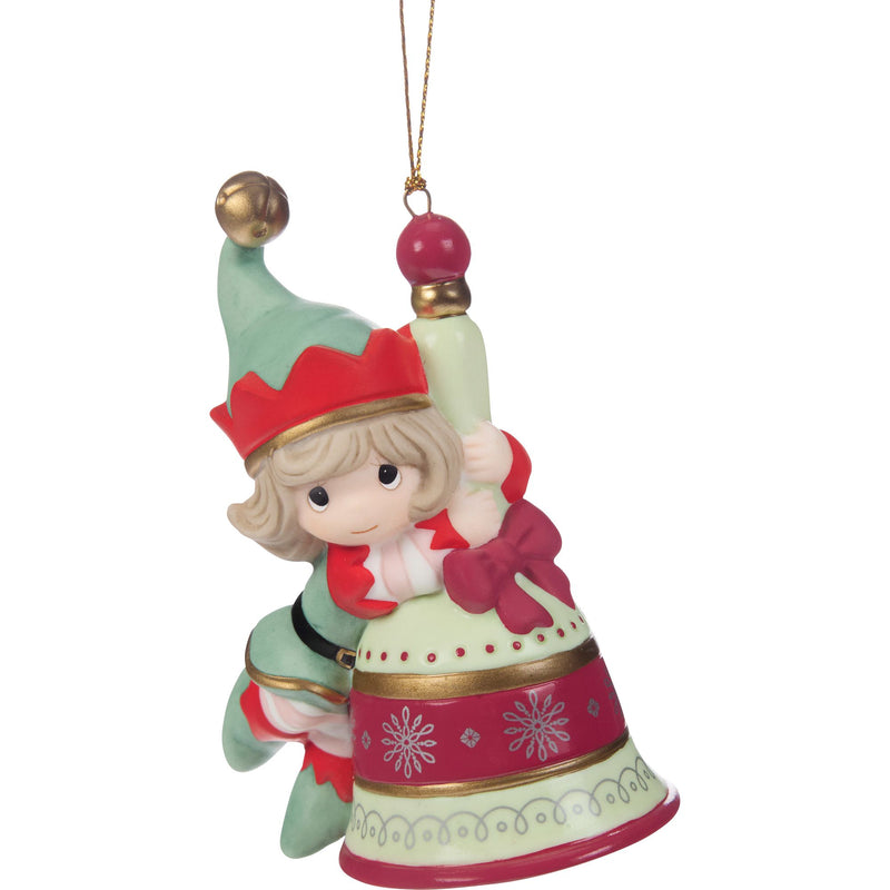 Girl Elf On Bell Ornament
