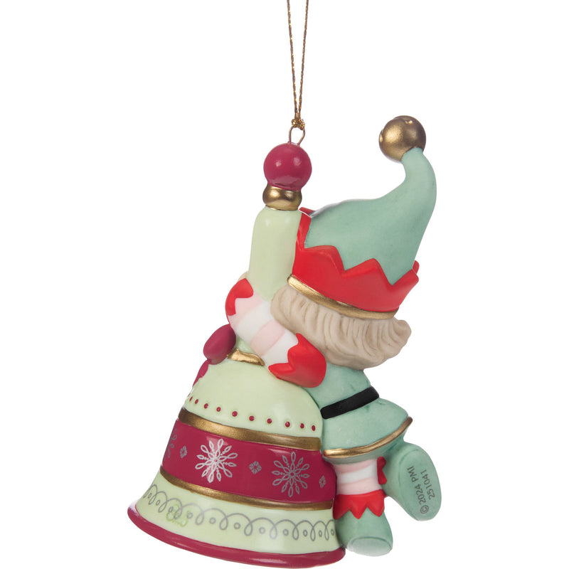 Girl Elf On Bell Ornament
