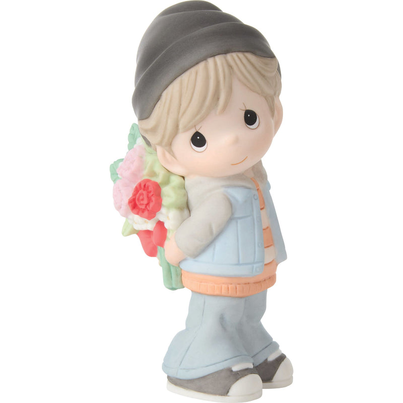 Boy Holding Flowers Figurine