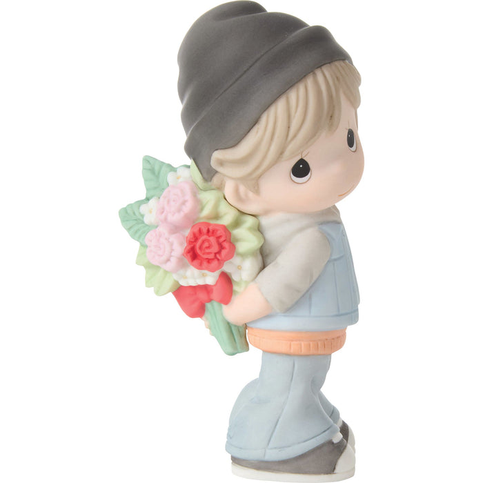 Boy Holding Flowers Figurine