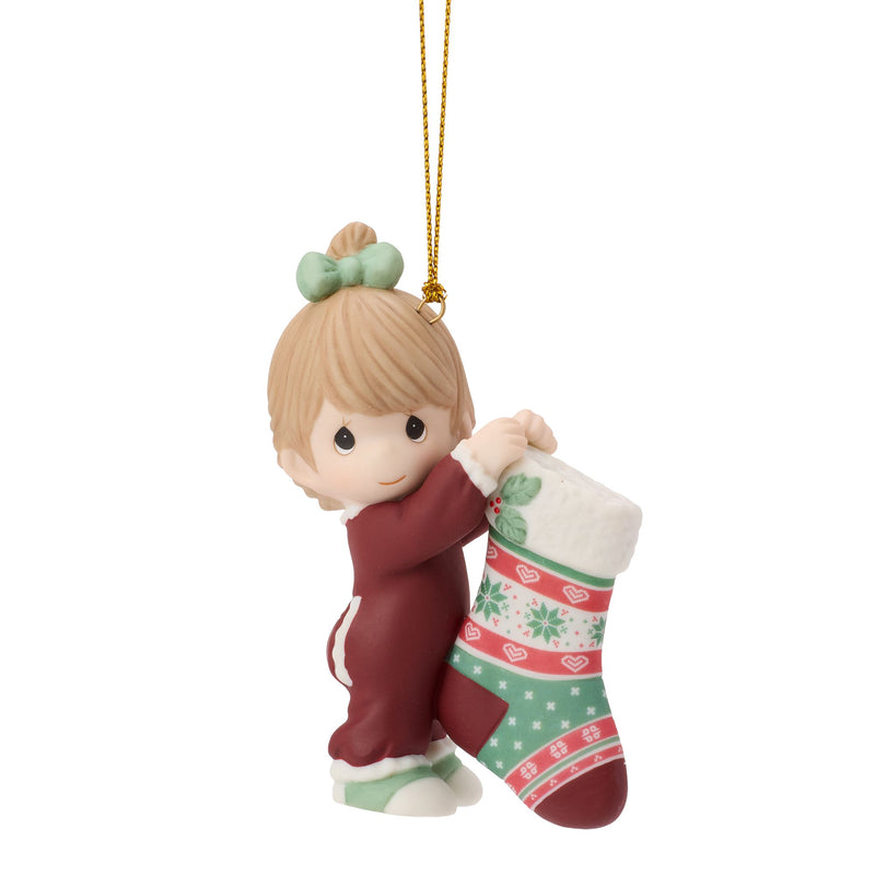 Girl Hanging Up Stocking Ornam