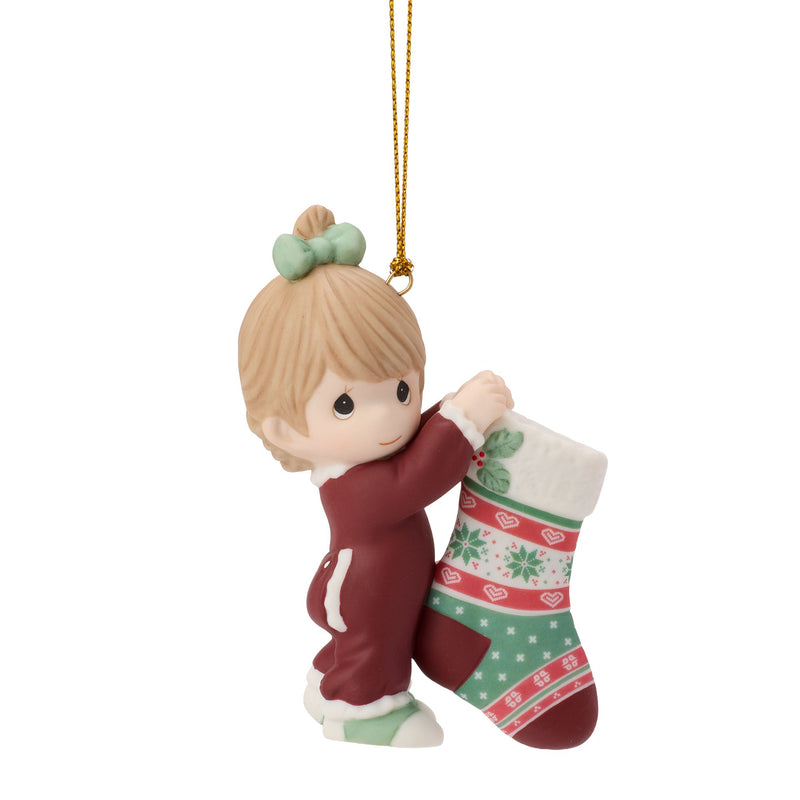 Girl Hanging Up Stocking Ornam