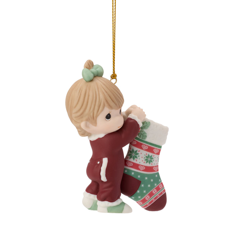 Girl Hanging Up Stocking Ornam