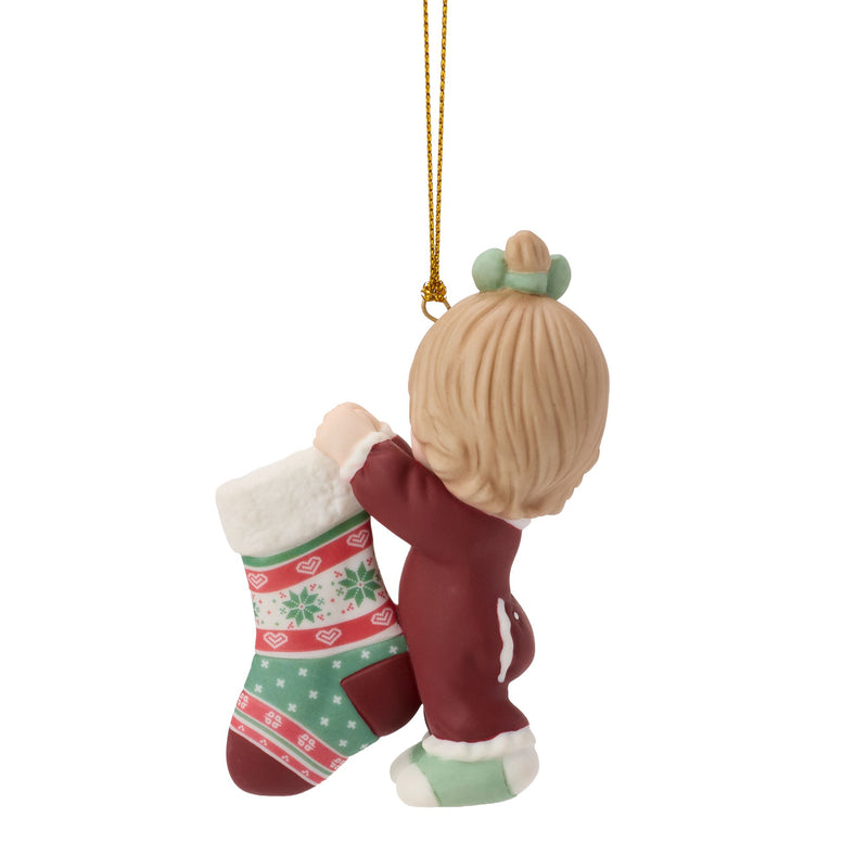 Girl Hanging Up Stocking Ornam