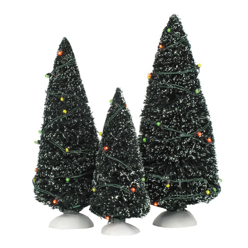Twinkling Lit Trees Green S/3