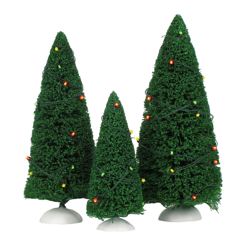 Twinkling Lit Trees Green S/3