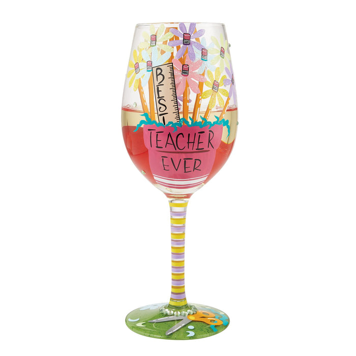 Best Teacher Ever Wine Glass