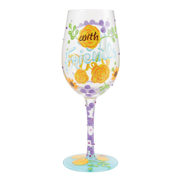Life with Friends Wine Glass