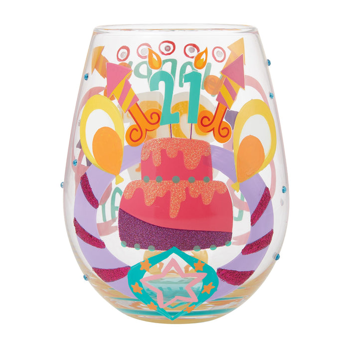 Happy 21st Stemless Wine Glass