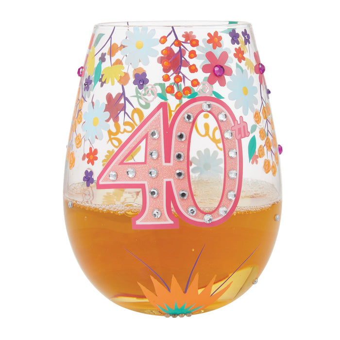 Happy 40th Stemless Wine Glass