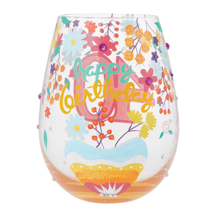Happy 40th Stemless Wine Glass
