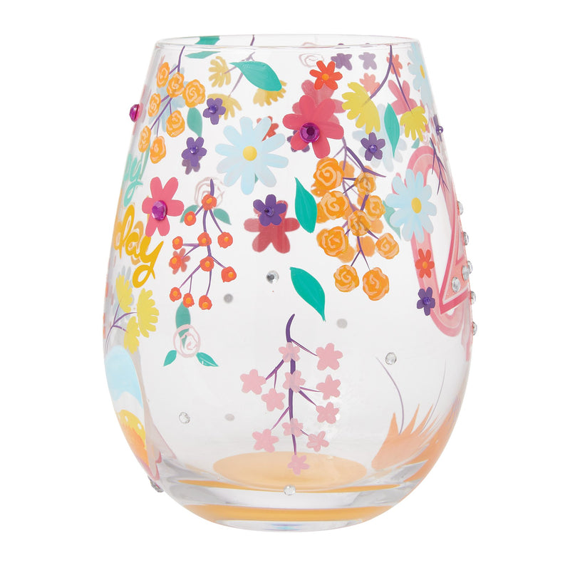 Happy 40th Stemless Wine Glass