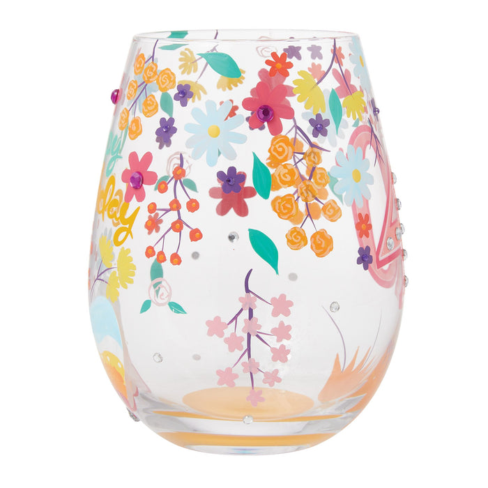 Happy 40th Stemless Wine Glass