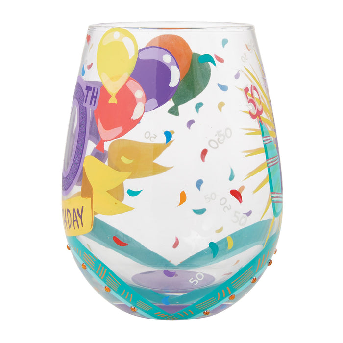 Happy 50th Stemless Wine Glass