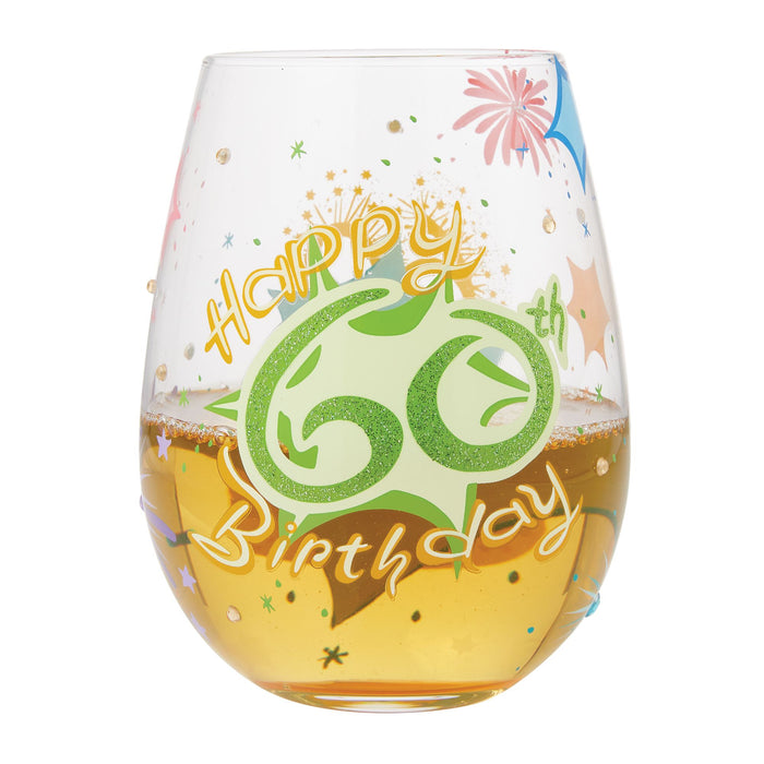 Happy 60th Stemless Wine Glass