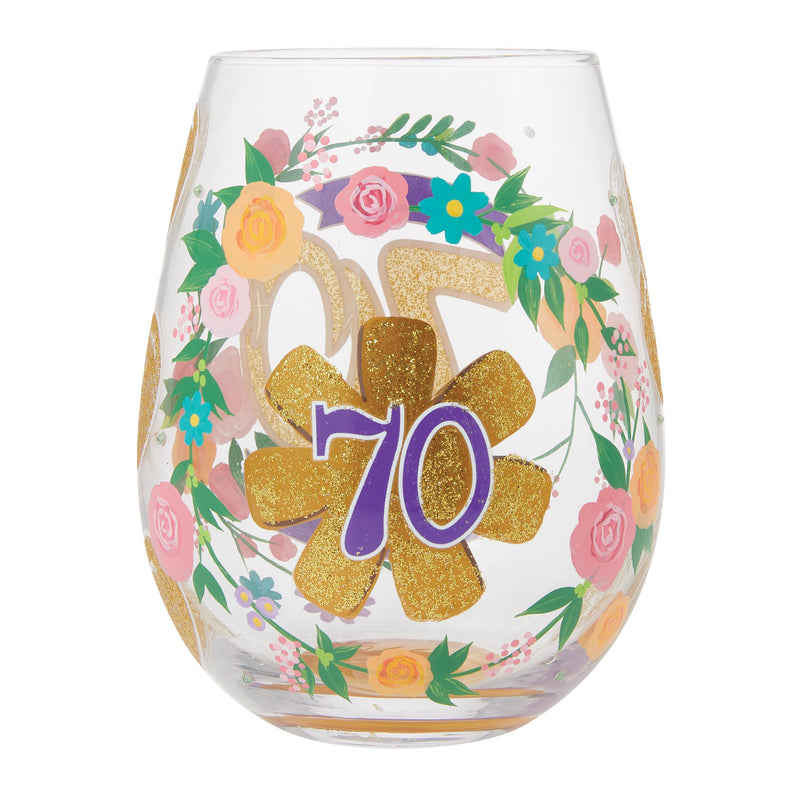 Happy 70th Stemless Wine Glass