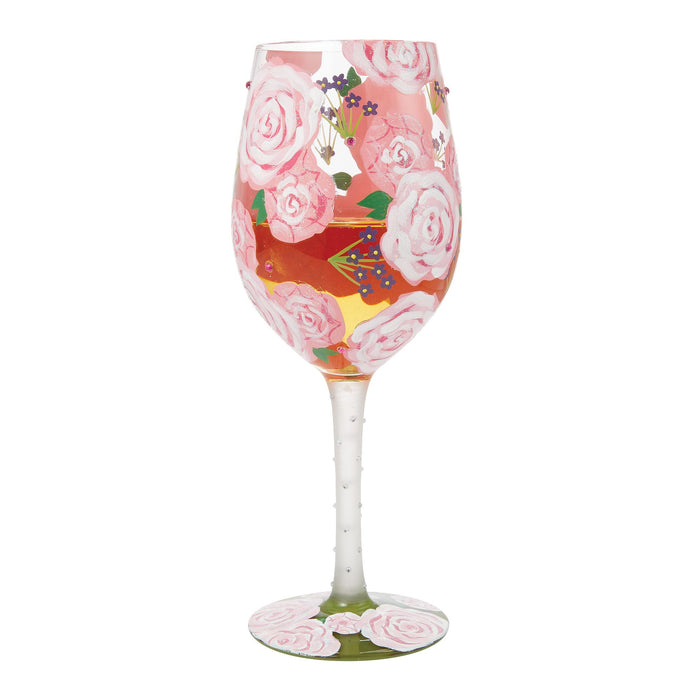 Pretty as a Peony Wine Glass