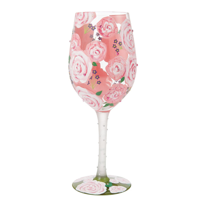 Pretty as a Peony Wine Glass