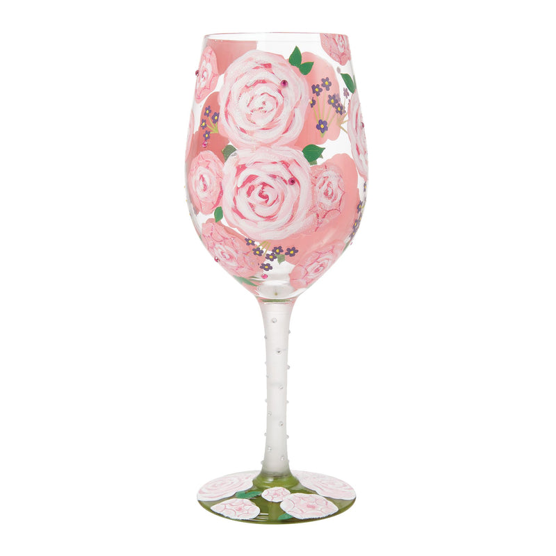 Pretty as a Peony Wine Glass