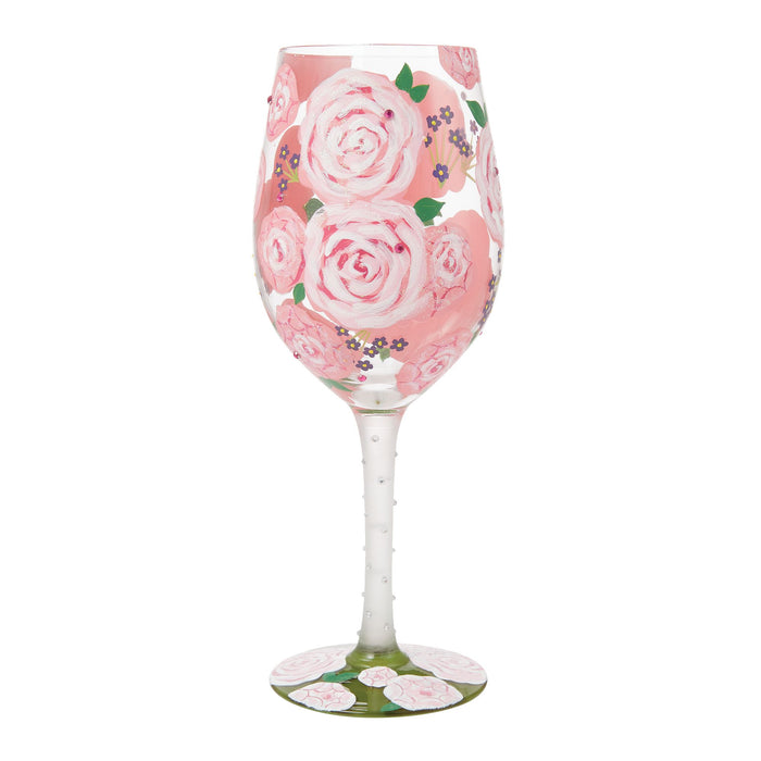 Pretty as a Peony Wine Glass